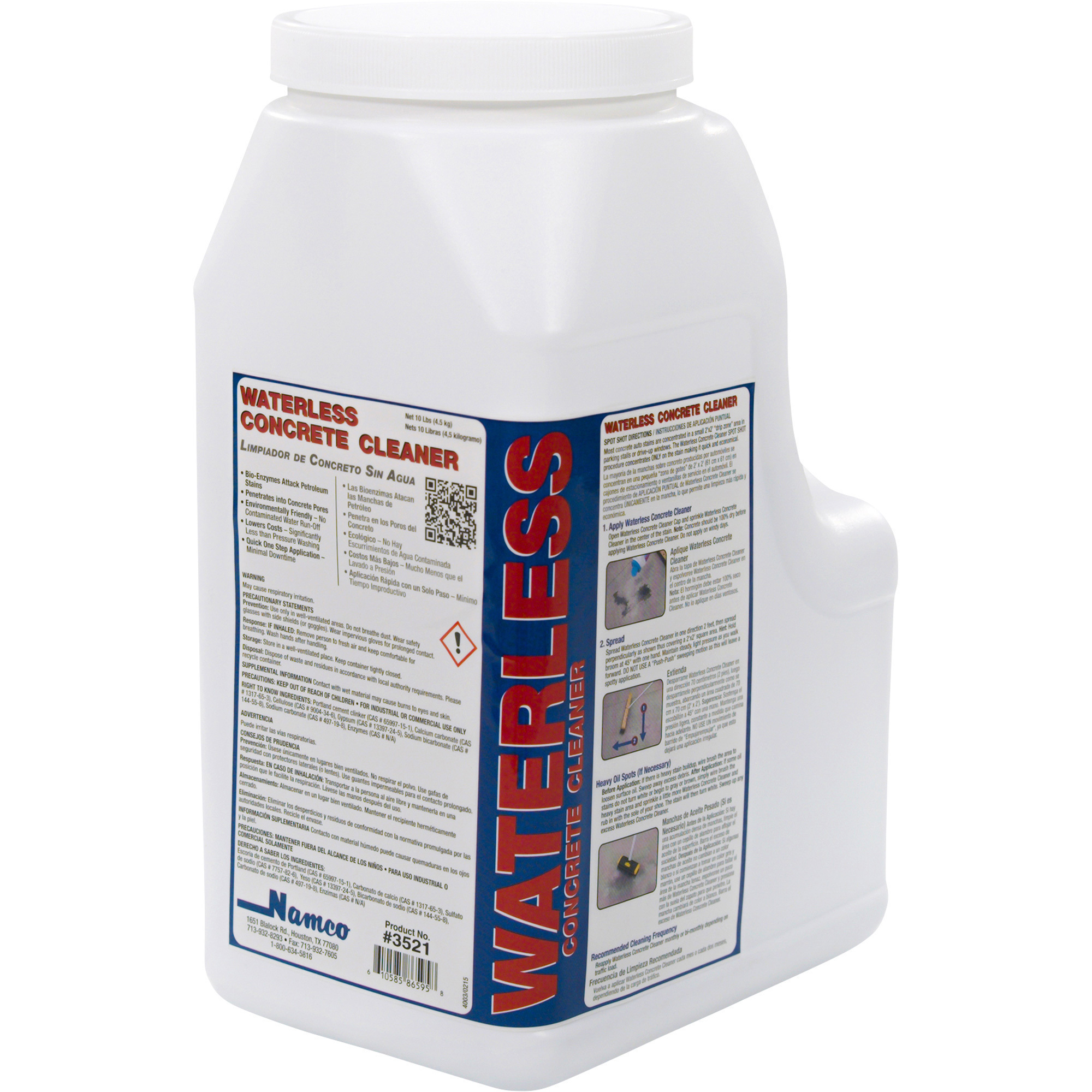 Namco Namcrete Waterless Concrete Cleaner Powder, 10-Lb. Container, Model# 3521